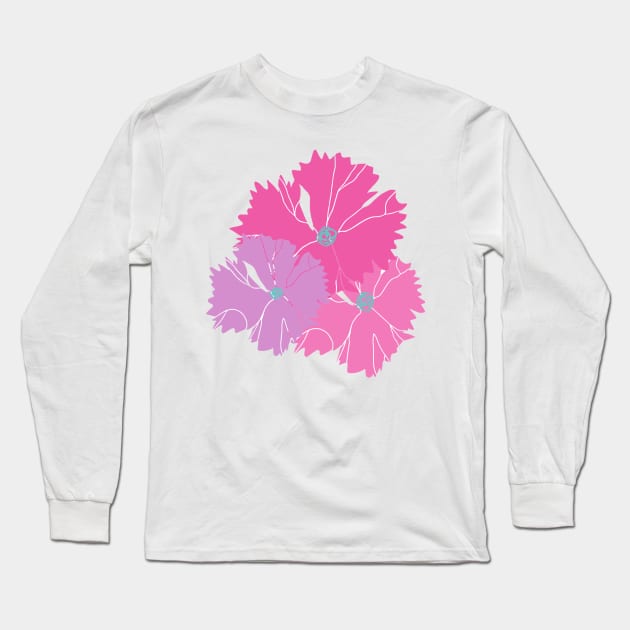 Pink Flower Long Sleeve T-Shirt by AlpanaRaiArts